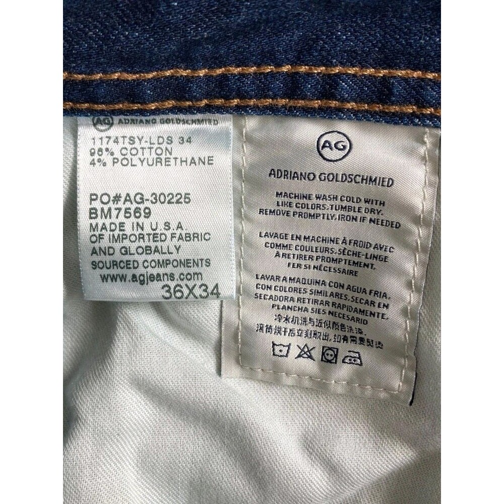 Adriano Goldschmied Jeans Mens 36x34 Graduate Blue Dark Wash Denim Casual - Picture 5 of 9